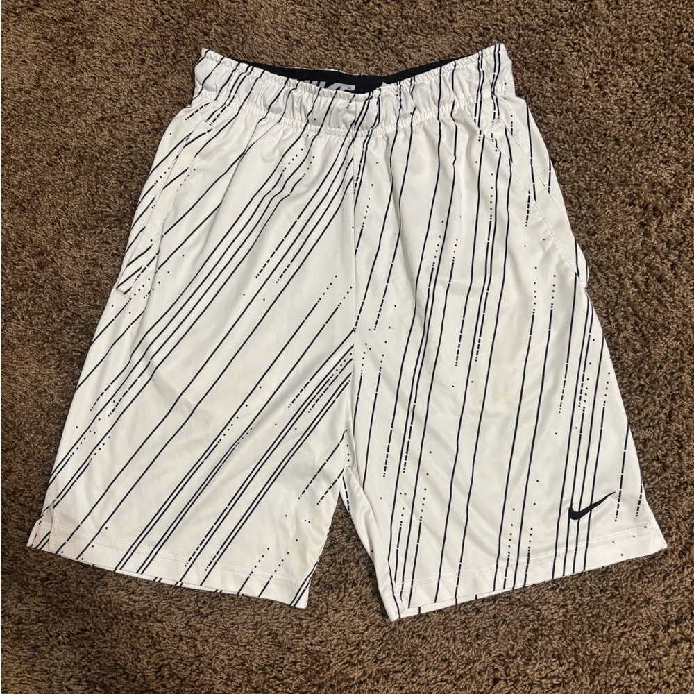 Nike Dri-Fit Athletic Shorts Men’s S Pockets White With Black Pattern